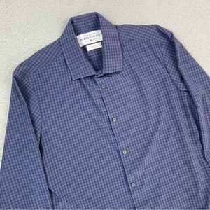 Mizzen + Main Men's Size L Trim Fit Stretch Blue Long Sleeve Button Up Shirt EUC